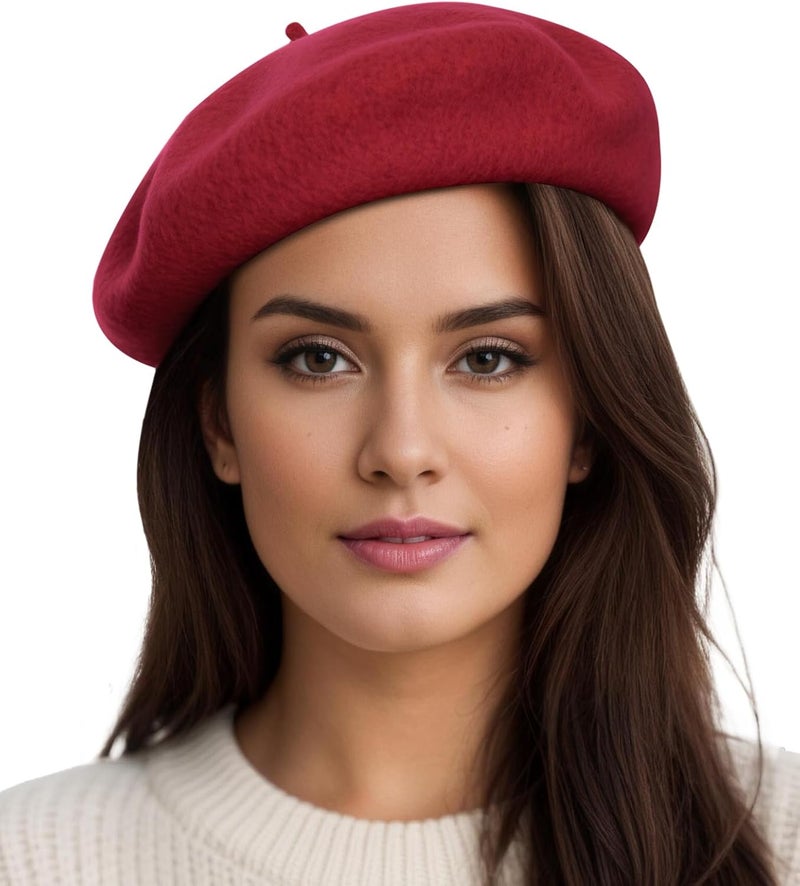 Sumolux Women Beret Hat Wool Vintage French Solid Color Classic Winter Cap - Image 1